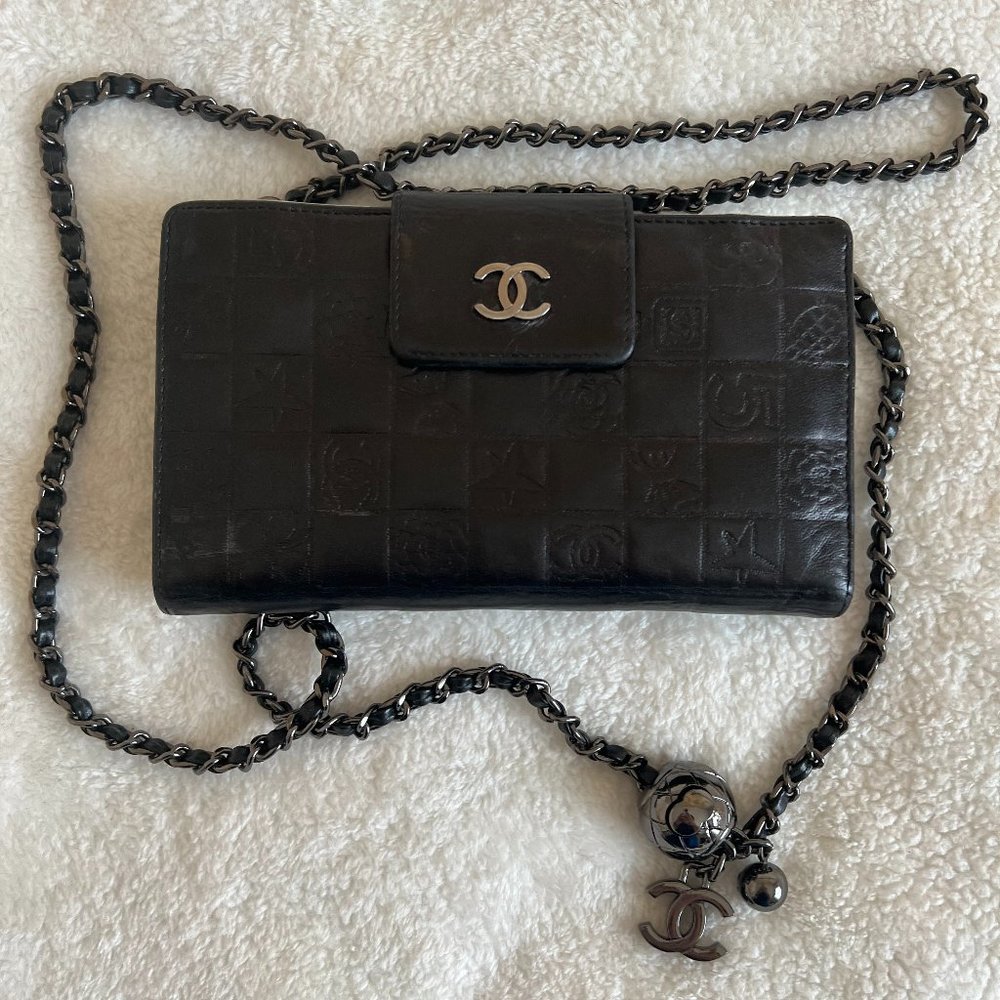 SOLD - Chanel Lucky Charms Bifold Wallet - Black Lambskin converted to WOC